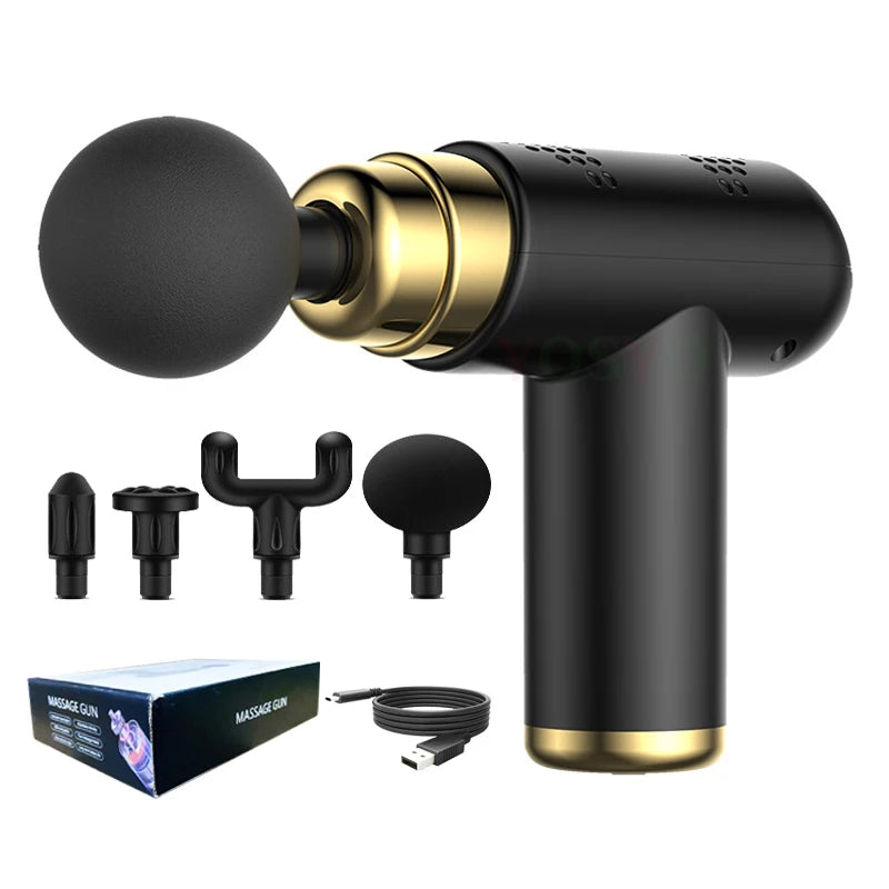 Pistolet do masażu mięśni – LCD, 6 głowic, mocny masażer głęboki